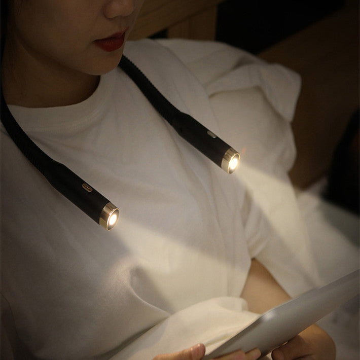 Hands-free neck reading light for reading in bed
