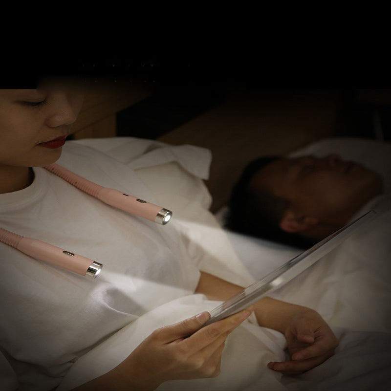 Neck reading light for reading in bed